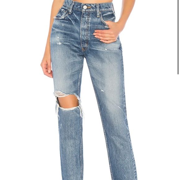 Moussy Marshall Distressed Tapered High Rise Jeans - Picture 7 of 15